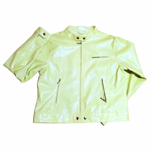 Vtg 80s 90s faux snakeskin neon jacket - Picture 3 of 12